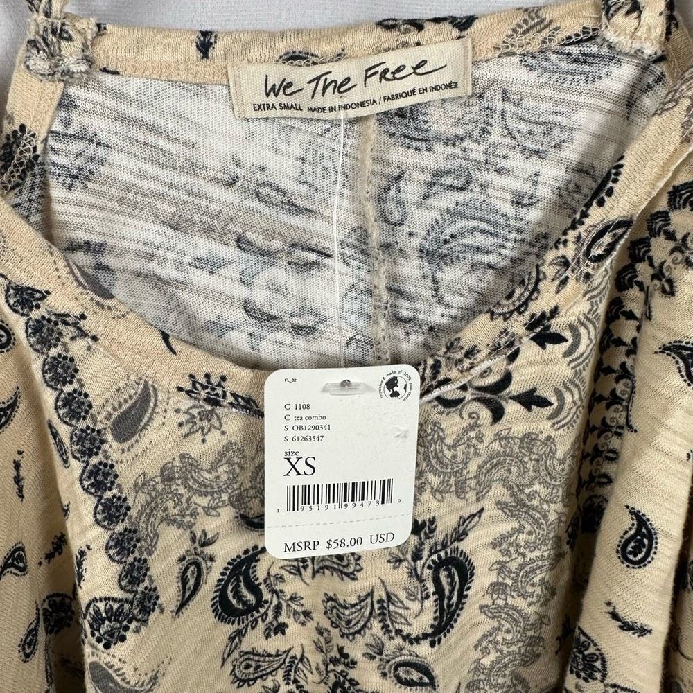Free People FP Hey Girl Cross Back Handkerchief Flowy Tank Top Tea Combo XS NWT - Picture 4 of 8